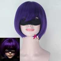 New Movie Kick-Ass Mindy Macready Hit Girl cosplay wig Chloe Grace purple role play hair wig costumes with eye +wig cap