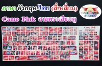 สติ๊กเกอร์แปะคีย์บอร์ด สีชมพูลายพราง สี่เหลี่ยม (Camo pink keyboard Square) ภาษาอังกฤษ,ไทย (English,Thai)