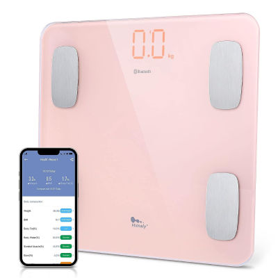 AGM Smart Scale for Body Weight, Digital Bathroom Weight Body Fat Scale, BMI Weighing Wireless Bluetooth Digital Scale, Body Composition Monitor with Smartphone App, 400lb/180KG Capacity (Pink)