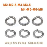 Spring Split Lock Washer Elastic Gasket for M2 M2.5 M3 M3.5 M4 M5 M6 M8 Screw Bolt White Zinc Plating Carbon Steel Metal Round Nails Screws  Fasteners