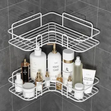 1 Pc Corner Bathroom Shelf Black Wall Mounted Corner Shower Rustproof  Basket Storage Bath Shelf Organizer Self Adhesive Sticker Kitchen Corner  Shelves No Drill Toilet Aluminum Holder