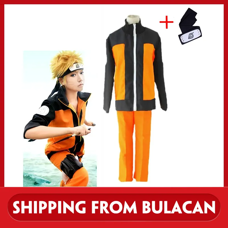 Anime Naruto Shippuden Uzumaki Naruto Cosplay Costume Jacket & Pant Full  Outfit 