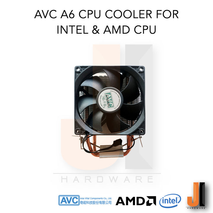 avc-a6-cpu-cooler-for-intel-and-amd-cpu-2-heat-pipe-with-9-cm-fan-cooler-ของใหม่งสภาพดีมีการรับประกัน