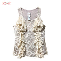 iCONiC CREAM Laces Top #0004 เสื้อแขนกุด เสื้อแต่งระบาย เสื้อลูกไม้ สีขาวครีม เสื้อไฮโซ เสื้อออกงาน เสื้องานแต่ง เสื้อแฟชั่น เสื้อผญ เสื้อคุณนาย