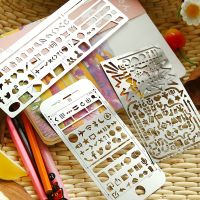 Creative Vintage Portable Stainless Steel Stencils Hollow Ruler Planner Diary Notebook DIY Tool Drawing Template Gift Stationery Rulers  Stencils