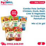 Combo Pate Jerhigh Chicken, Duck, Beef, Liver & Vegetable in Gravy 120g