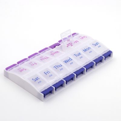 【CW】 Weekly 7 Days Pill 14 Compartments Organizer Plastic Medicine Storage Dispenser Cutter Drug Cases