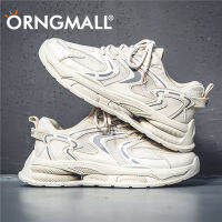 ORNGMALL รองเท้ากีฬารองเท้ายสำหรับเดินวิ่งลำลองแฟชั่นยิมสีขาวผูกเชือกผู้ชายรองเท้าผ้าใบเทรนด์รองเท้าลำลองเหมาะสำหรับชีวิตประจำวันและกีฬาผู้ชายรองเท้าผ้าใบ39-44