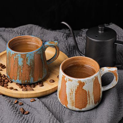 ⊕  Cross-border rough pottery ceramic mug handmade retro coffee cup creative water