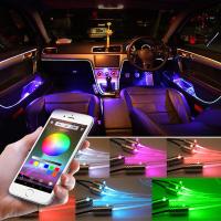 อัตโนมัติ RGB LED บรรยากาศรถแสงภายในแสงโดยรอบใยแก้วนำแสงแถบแสงโดย App ควบคุม DIY เพลง8เมตรใยแก้วนำแสงวง