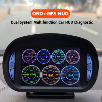 HUD เครื่องวัดความเร็วรถยนต์หน้าจอแสดงผลบนกระจกหน้ารถ,ระบบคู่ระบบ HUD OBD2ดิจิตอลพร้อมสัญญาณเตือนเมื่อเร็วกว่าแรงดันไฟเกิน