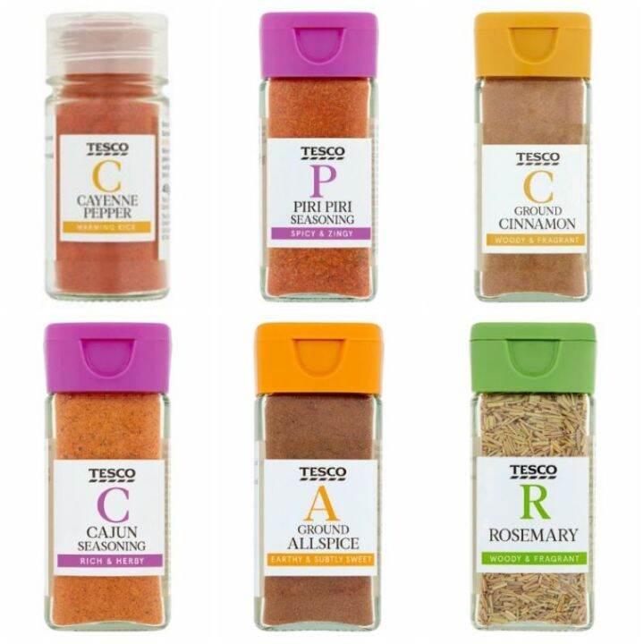 O ♠Tesco Ground Cayenne Pepper Cinnamon Cajun PiriPiri Rosemary and