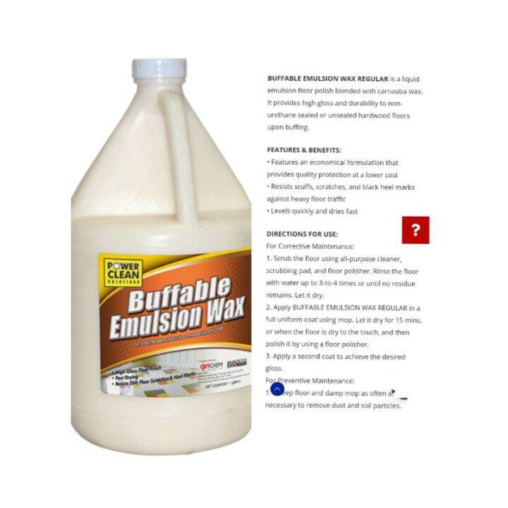 Buffable emulsion wax 1Gallon Lazada PH