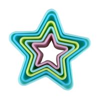 5pcs Five-pointed Star Fondant Embosser Flower Cookie Cutters Biscuit Molds Icing Embossing Decorating Cutter Cake Tools Bread Cake  Cookie Accessorie