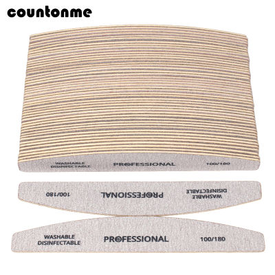 100pcs Wooden Sandpaper Nail File 100180 Professional Manicure Buffer Grey Boat Pedicure Double-sided Wood Buffers Nail Supply