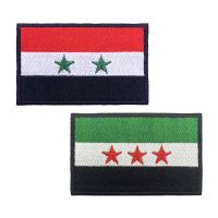 ▥ Syrian flag Syria Samsung Patches Armband Embroidered Patch Hook Loop Iron On Embroidery Badge Military Stripe