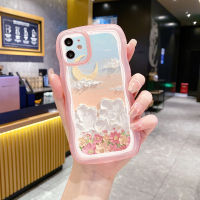 เคสป้องกันเลนส์แบบเต็มสำหรับ iPhone 14 Pro Max 13 12 11 XR 8 7 Plus SE2 XS Max ภาพดวงจันทร์ดอกไม้ขอบคลื่นสำหรับผู้หญิง