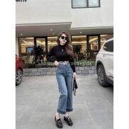 QNU338 - QUẦN JEANS NỮ SUÔNG GẤP GẤU DIO