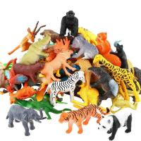 Morris8 53 Pcs Mini Jungle Animal Toys Set Realistic Wild Plastic Animals Learning Elephant Giraffe Gnu Gorilla Lion Tiger