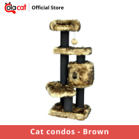 Colacat Cat Condos - Brown คอนโดแมว ที่ข่วนเล็บแมว 4ชั้น 3เสา ฐานทรงสี่เหลี่ยม สีน้ำตาล