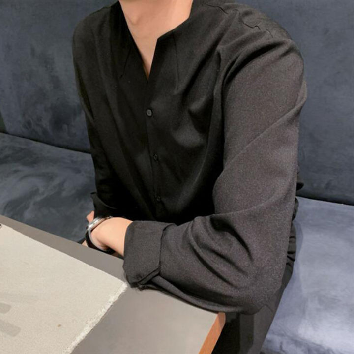 เสื้อเชิ้ตแนวสตรีทแวร์ลากิเสื้อนอกคอตั้งมีกระดุมแขนยาว2023ฤดูใบไม้ผลิลำลองฤดูร้อน