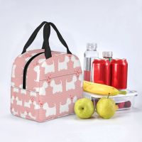 ♨▩ Pink Westie West Highland Terrier Lunch Bags Portable Insulated Cooler Bag Dog Thermal Food Picnic Tote for Women Children