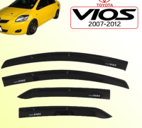 ๋์JN คิ้วกันสาด กันสาด Toyota Vios 2007-2012 สีดำ วีออส ของแต่งรถยนต์ อุปกรณ์รถยนต์