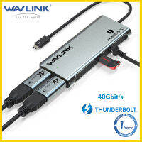 WAVLINK Thunderbolt 3 USB HUB แท่นวางขนาดเล็กพร้อม USB 3.0และ Gigabit Ethernet, Dual DisplayPort Dual HDMI 4K เอาต์พุตจอภาพคู่,แบบพกพา,Bus,Data Transfer Up To 40Gbs สำหรับ MacOS และ Windows แล็ปท็อป