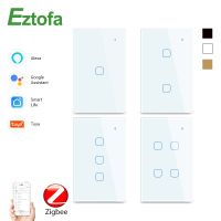 ∋♝☞ 1234 Gang 2/3Way WiFi Touch Switch AC 100v220v Wall Light Switch Smart Home Zigbee Wireless Remote Control Tuya App US Standard