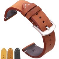 Watchbands 18 20 22mm Italian Genuine Leather Dark Brown Black Man Women Handmade Vintage Wrist Watch Band Strap Metal Buckle