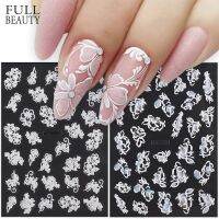 Stiker Kuku 3D Desain Bunga Butterfly 5D Warna Putih Untuk Dekorasi Nail Art 5211059◐