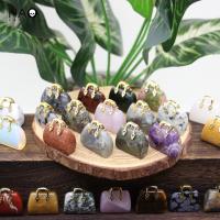 Mini Gemstone Handbag PendantsHealing Crystal Carved Bag Model for Women Jewelry Quartz Figurine Home Decor Christmas Gifts