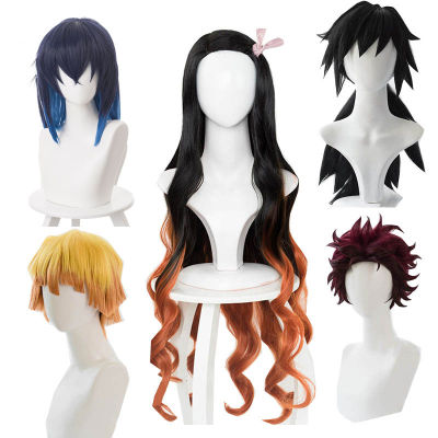 Demon Slayer Kimetsu No Yaiba Nezuko Tanjirou Agatsuma Zenitsu Tomioka Giyuu Inosuke Cosplay Wigs Earrings Mask