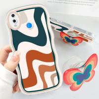 เคสโทรศัพท์ Huawei Nova 3 Nova 3i Huawei P Smart Plus Huawei Nova 4E P30 Lite (พร้อมที่ยึดฟรี) นิ่มแฟชั่นหยักหลากสีสไตล์เรียบง่ายเคสป้องกันกล้องคลุมทั้งหมด