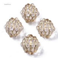 50pcs Plating Transparent Acrylic Beads Metal Enlaced Bumpy Beads Round Clear 12x11~12mm Hole: 1.2mm