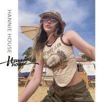 COD DSGTREYTTRYUII Hannie- เสื้อกล้าม คอกลม พิมพ์ลายตัวอักษร สัตว์ สะดือ สําหรับผู้หญิง