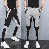 COD SDFGERTERT 2021 spring and summer new casual pants men s slim nine-point Korean version stitching small feet social spirit boy legg