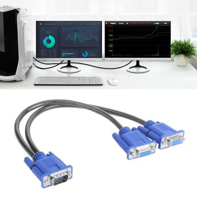 VGA Splitter Kabel Komputer untuk Dual 2 Monitor Adaptor Y Splitter Male ke Female VGA Kabel Kawat untuk PC laptop