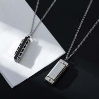 Mini Harmonica Pendant Necklace Retro Creative Four-hole Whistle Pendant Men and Women Couple Necklace Sweater Chain Necklace