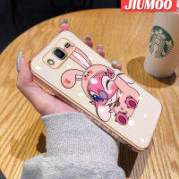 JIUMOO เคสปลอกสำหรับ Samsung J2ลายการ์ตูนน่ารักสีชมพูสติทช์ซิลิโคนชุบแบบดั้งเดิมเคสขอบสี่เหลี่ยมนิ่มกันกระแทกเคสกันกระแทกกล้องฝาปิดเลนส์เต็มรูปแบบ