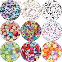 100pcs/Lot Mixed Round Flat Acrylic Letter Beads Alphabet Digital Cube Loose Spacer Beads For Jewelry Making Diy Bracelet