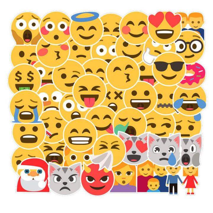 50pcs/Pack Smile Face Emoji Stickers Waterproof Skateboard Suitcase