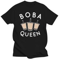 Boba Queen เสื้อยืด, เครื่องดื่มน้ำแข็งชาฟอง Boba Tee ผ้าฝ้ายธรรมชาติพิมพ์ T เสื้อผู้หญิง T เสื้อขายราคาถูกผู้หญิง Top Tee