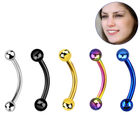 Surgical steel eyebrow banana, 16g (1.2mm) with two 3mm balls - กล้วยคิ้วเหล็กผ่าตัด 16g (1.2mm) พร้อมลูกกลม 3mm 2 ลูก