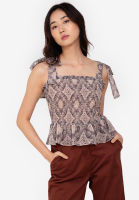 Zalora Basics - Smocked Strap Top