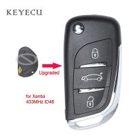 Keyecu ที่ห้อยกุญแจ Mobil Remote Control พับได้แบบอัพเกรดได้3ปุ่มชิป ID46 434Mhz สำหรับซีคตรองแซนเทีย SX9ใบมีด