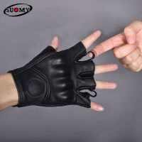 【CW】Suomy Motorcycle Half-Finger Leather Breathable Gloves Men Summer Fingerless With Holes Women Protect Moto Motocross Rider Gear