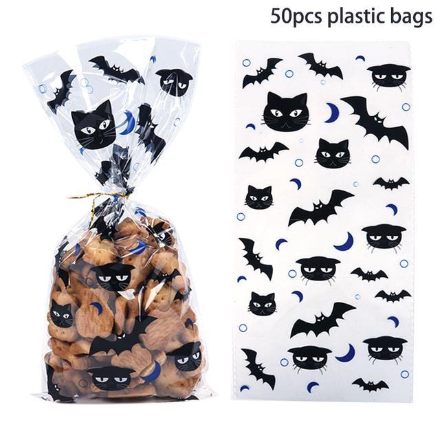 50pcs-clear-cellophane-packing-bag-halloween-party-decor-trick-or-treat-bags-bat-witch-spider-printed-plastic-candy-gift-bags