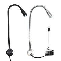 DC5V USB L40cm long gooseneck CNC Machine Light with Switch Black Silver 4000K LED Bedside Reading Lamp for Working Repairing