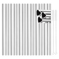 36 Pcs Reusable Heart Shape Stainless Steel Straws With Cleaning Brushes For Tumblers Beverage Drinks Cocktail(Silver) Specialty Glassware